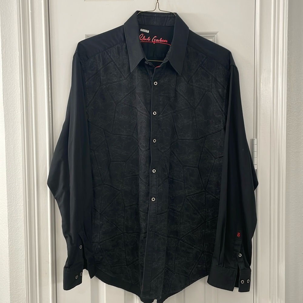 Robert Graham jet black quilted dress shirt
